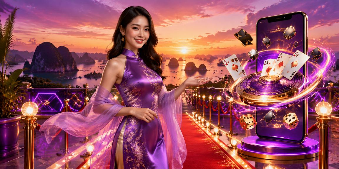 Người mặc áo dài chơi bài tại vịnh Hạ Long trong không gian casino